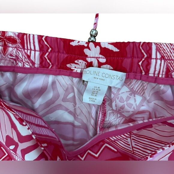 CAROLINE CONSTAS Pink/white Shiny Satin Blouse With Pull On Pant Set Size M - Picture 4 of 6